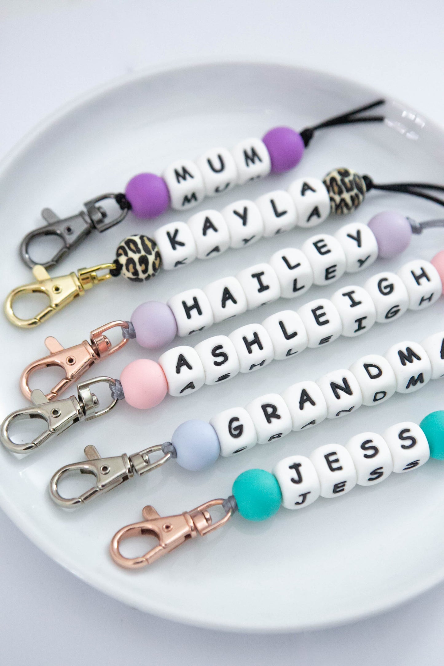 Custom Personalised Name | Silicone Beaded Keyring