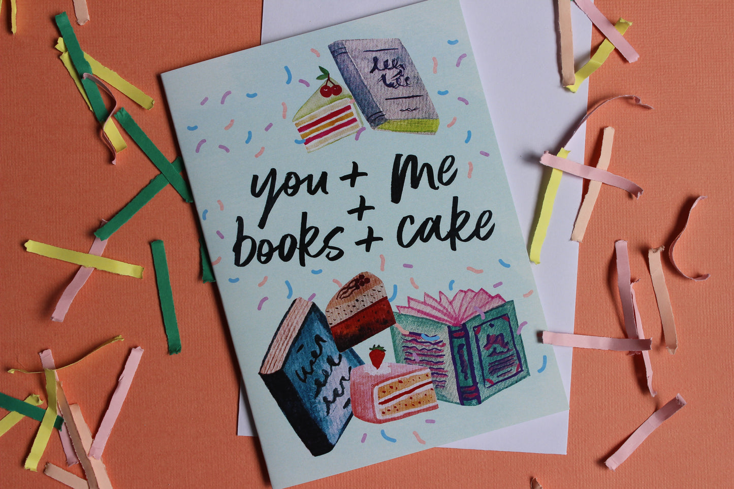 You + me + books + cake - Greeting Card