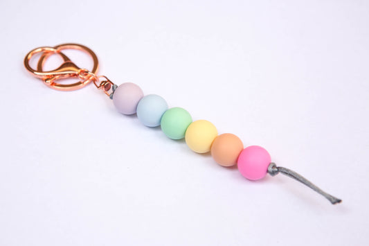 Rainbow - Pastel | Silicone Beaded Keyring